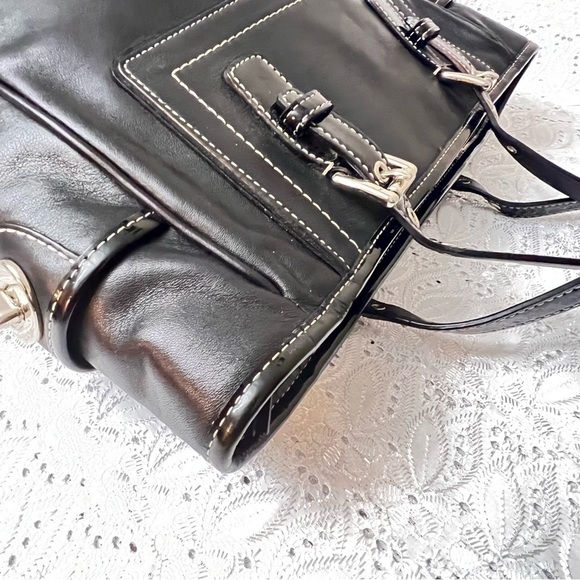 Coach Vintage Hampton Legacy F10412 Black Leather Tote Shoulder Bag - Picture 9 of 12